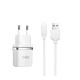 Мережевий зарядний пристрій HOCO C11 Smart single USB (Micro cable)charger set White