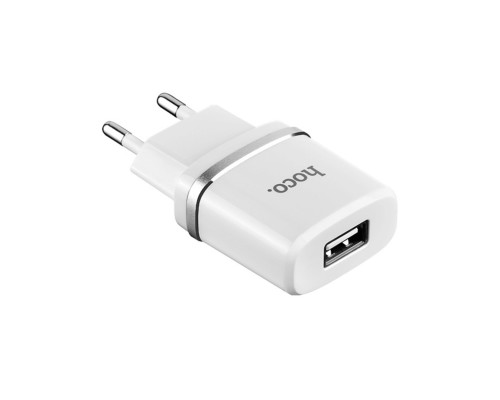 Мережевий зарядний пристрій HOCO C11 Smart single USB (Micro cable)charger set White