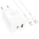 Мережевий зарядний пристрій BOROFONE BA75A Powerful dual port PD30W+QC3.0 charger set(C to iP) White