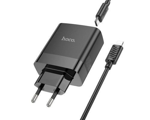 Мережевий зарядний пристрій HOCO C127A Intelligent four-port PD45W(1C3A) charger set(C to iP) Black