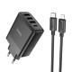 Мережевий зарядний пристрій HOCO C127A Intelligent four-port PD45W(1C3A) charger set(C to iP) Black