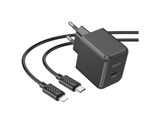 Мережевий зарядний пристрій HOCO CS13A Ocean single port PD20W charger set(C to iP) Black