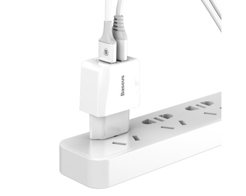 Мережевий зарядний пристрій Baseus USB Wall Charger Mini Dual-U White