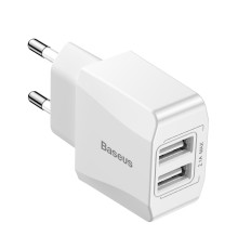 Мережевий зарядний пристрій Baseus USB Wall Charger Mini Dual-U White