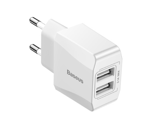 Мережевий зарядний пристрій Baseus USB Wall Charger Mini Dual-U White