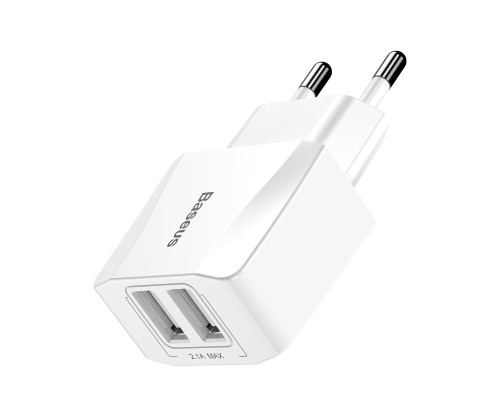 Мережевий зарядний пристрій Baseus USB Wall Charger Mini Dual-U White