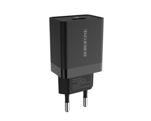 Мережевий зарядний пристрій BOROFONE BA17A Centrino single port QC3.0 charger Black