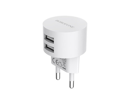 Мережевий зарядний пристрій BOROFONE BA23A Brilliant dual port charger set(Lightning) White