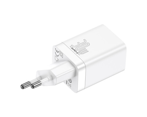 Мережевий зарядний пристрій Baseus Super Si Pro Quick Charger C+U 30W EU White