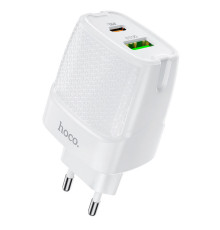 Мережевий зарядний пристрій HOCO C85A Bright dual port PD20W+QC3.0 charger White