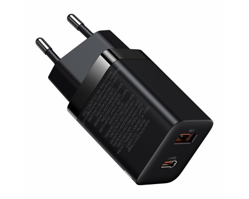 Мережевий зарядний пристрій Baseus Super Si Pro Quick Charger C+U 30W EU Black