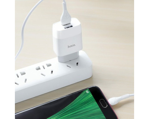 Мережевий зарядний пристрій HOCO C73A Glorious dual port charger set(Micro) White