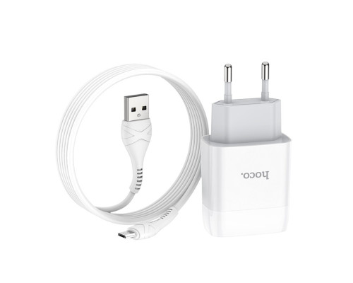 Мережевий зарядний пристрій HOCO C73A Glorious dual port charger set(Micro) White