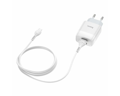 Мережевий зарядний пристрій HOCO C73A Glorious dual port charger set(Micro) White