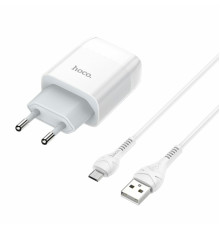 Мережевий зарядний пристрій HOCO C73A Glorious dual port charger set(Micro) White