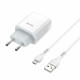 Мережевий зарядний пристрій HOCO C73A Glorious dual port charger set(Micro) White