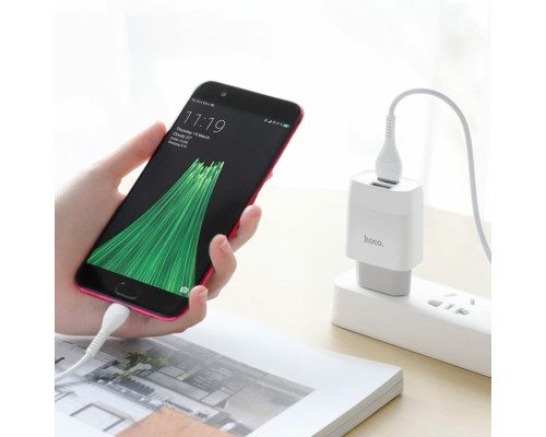 Мережевий зарядний пристрій HOCO C73A Glorious dual port charger set(Micro) White