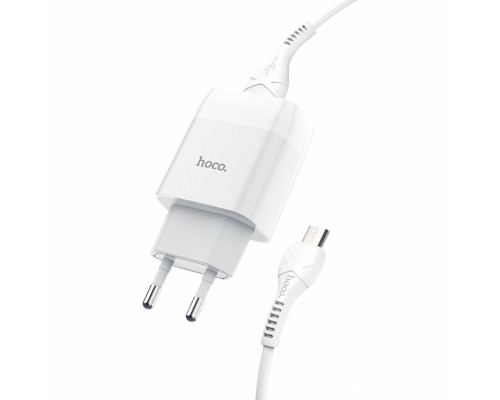 Мережевий зарядний пристрій HOCO C73A Glorious dual port charger set(Micro) White