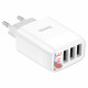 Мережевий зарядний пристрій HOCO C93A Easy charge 3-port digital display charger White