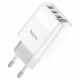 Мережевий зарядний пристрій HOCO C93A Easy charge 3-port digital display charger White