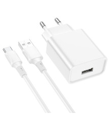 Мережевий зарядний пристрій BOROFONE BA74A Aspirer single port charger set(Type-C) White