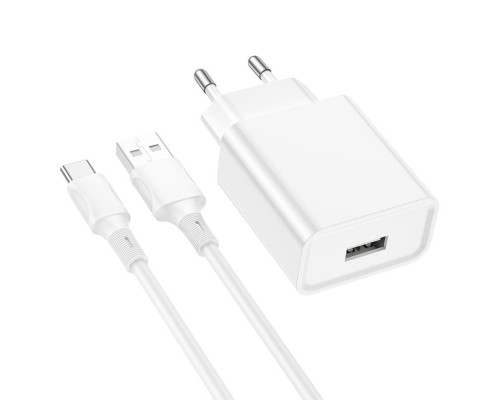 Мережевий зарядний пристрій BOROFONE BA74A Aspirer single port charger set(Type-C) White