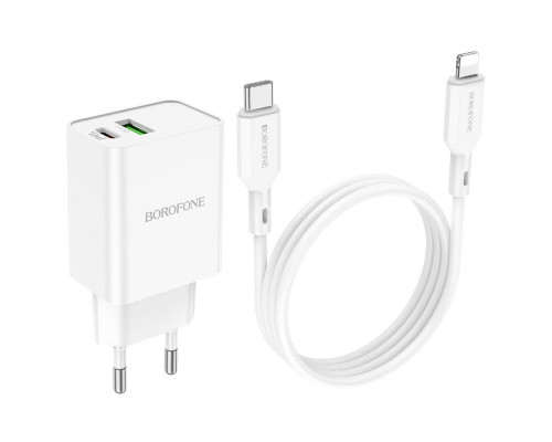 Мережевий зарядний пристрій BOROFONE BA69A Resource PD20W+QC3.0 charger set(C to iP) White