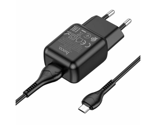 Мережевий зарядний пристрій HOCO C96A single port charger set(Micro) Black