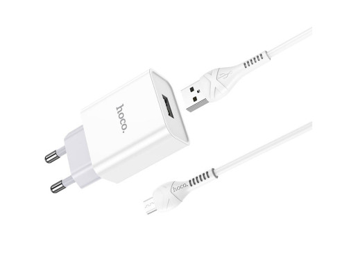 Мережевий зарядний пристрій HOCO C81A Asombroso single port charger set(Micro) White