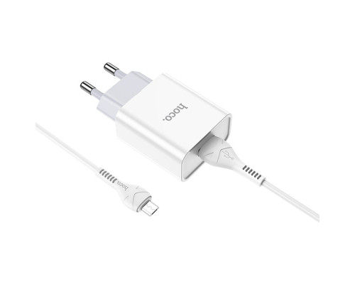 Мережевий зарядний пристрій HOCO C81A Asombroso single port charger set(Micro) White