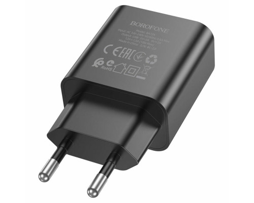 Мережевий зарядний пристрій BOROFONE BA72A Spring single port QC3.0 charger Black