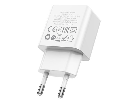 Мережевий зарядний пристрій HOCO C106A Leisure single port charger White