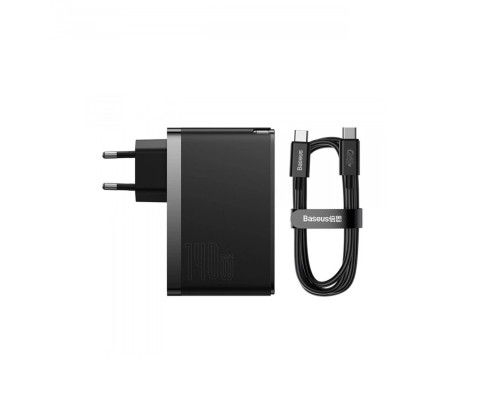 МЗП Baseus GaN5 Pro Fast Charger 2C+U 140W EU Black(With Superior Series Fast Charging Data Cable Type-C to Type-C 240W（48V/5A） 1m Black)