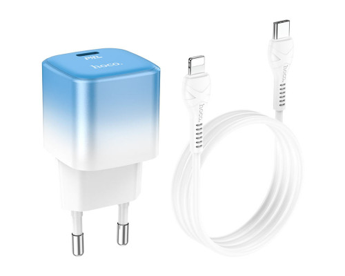 Мережевий зарядний пристрій HOCO C101A single port PD20W charger set(C to iP) Ice Blue