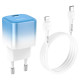 Мережевий зарядний пристрій HOCO C101A single port PD20W charger set(C to iP) Ice Blue