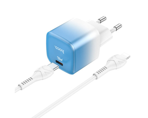 Мережевий зарядний пристрій HOCO C101A single port PD20W charger set(C to iP) Ice Blue