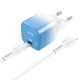 Мережевий зарядний пристрій HOCO C101A single port PD20W charger set(C to iP) Ice Blue