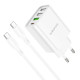 Мережевий зарядний пристрій BOROFONE BA79A Clever four-port PD20W(1C3A) charger set(Type-C to Type-C) White