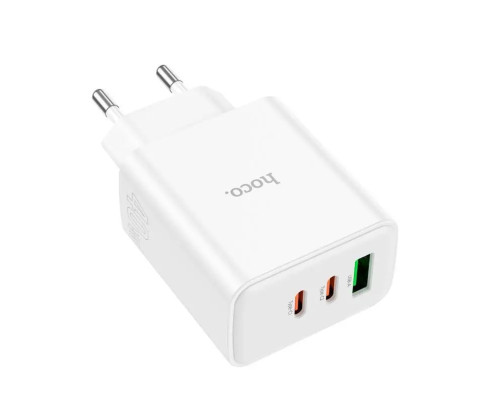 Мережевий зарядний пристрій HOCO C126A Pure power PD40W three-port(2C1A) charger White