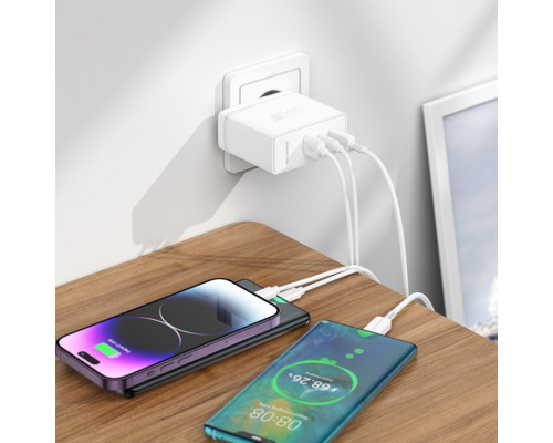 Мережевий зарядний пристрій BOROFONE BN11 Imperial PD100W three-port(2C1A) charger White