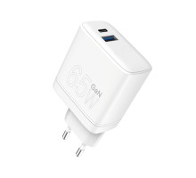 Зарядний пристрій WUW-C175 65W GaN USB A+USB C white