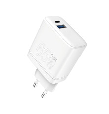 Зарядний пристрій WUW-C175 65W GaN USB A+USB C white