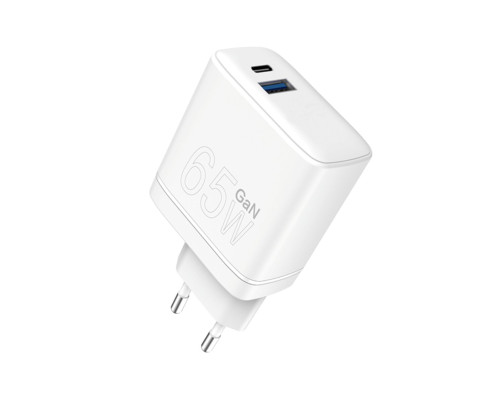 Зарядний пристрій WUW-C175 65W GaN USB A+USB C white