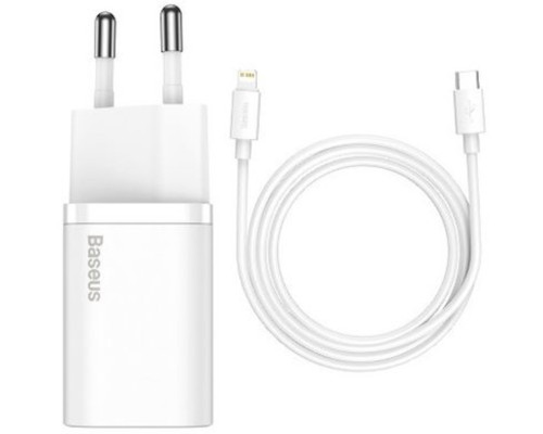 Мережевий зарядний пристрій Baseus Super Si 1C 20W With Simple Wisdom Data Cable Type-C/iP 1m White