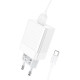 Мережевий зарядний пристрій BOROFONE BA47A Mighty speed single port QC3.0 3A + Type-C cable 18W White