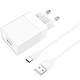 Мережевий зарядний пристрій BOROFONE BA47A Mighty speed single port QC3.0 3A + Type-C cable 18W White