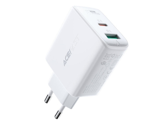 Мережевий зарядний пристрій ACEFAST A5 PD32W(USB-C+USB-A) dual port charger White