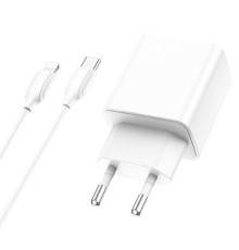 Мережевий зарядний пристрій BOROFONE BA67A PD20W+QC3.0 charger set(Type-C to iP) White