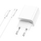 Мережевий зарядний пристрій BOROFONE BA67A PD20W+QC3.0 charger set(Type-C to iP) White