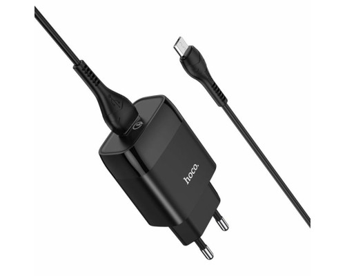 Мережевий зарядний пристрій HOCO C72Q Glorious single port QC3.0 charger set(Micro) Black